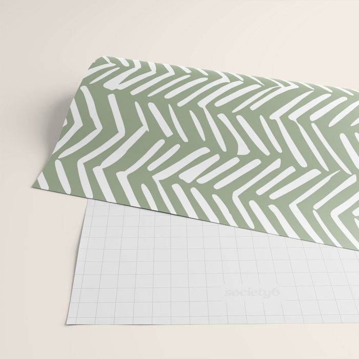 Rustic Herringbone Sage Green Wrapping Paper Gallery Image 2