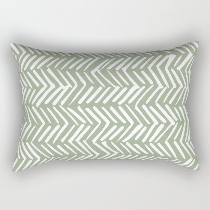 Rustic Herringbone Sage Green Rectangular Pillow Gallery Image 1