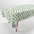 Rustic Herringbone Sage Green Tablecloth Gallery Image 1