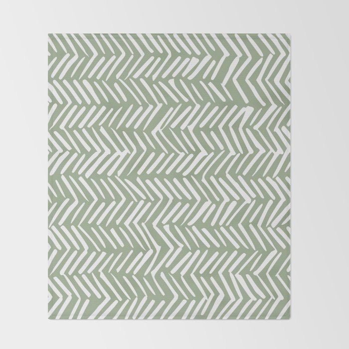 Rustic Herringbone Sage Green Throw Blanket Gallery Image 2