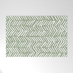 Rustic Herringbone Sage Green Welcome Mat Gallery Image 1