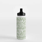 Rustic Herringbone Sage Green Water Bottle Gallery Image 2