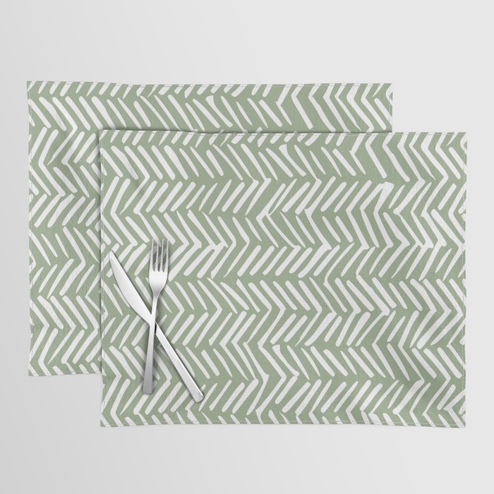 Rustic Herringbone Sage Green Placemat Gallery Image 1