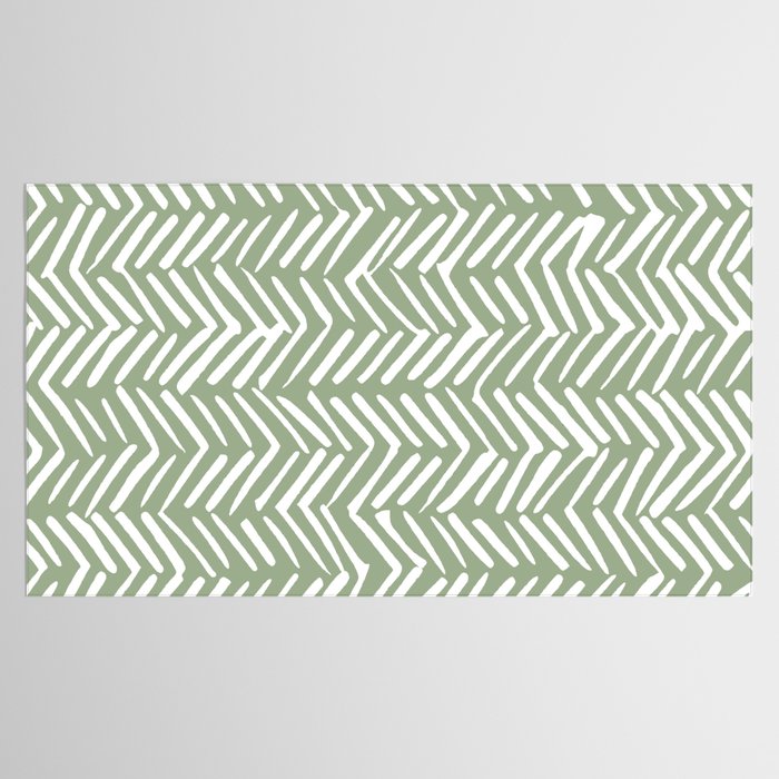 Rustic Herringbone Sage Green Tablecloth Gallery Image 2