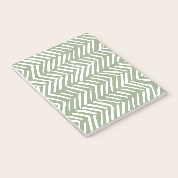 Rustic Herringbone Sage Green Notebook Gallery Image 3