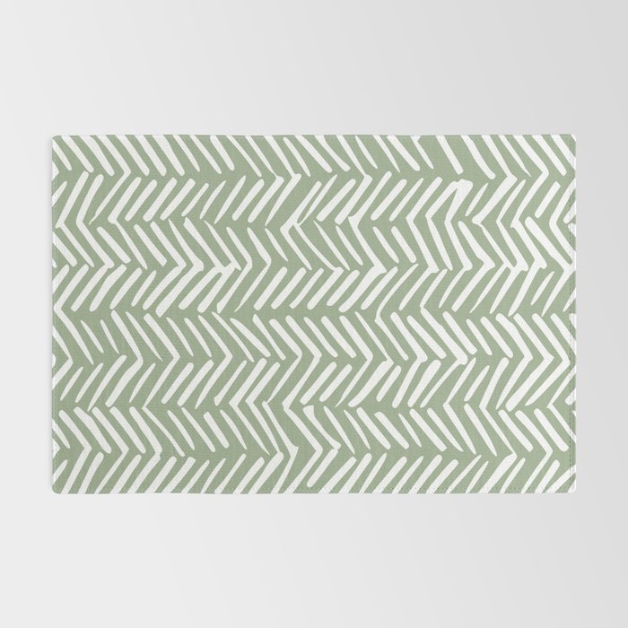 Rustic Herringbone Sage Green Rug Gallery Image 2