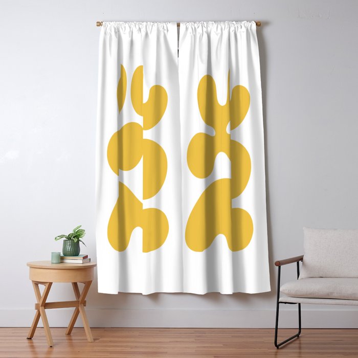 Mid Century Modern Abstract Organic Shapes 337 Yellow Window Curtain Gallery Image 1