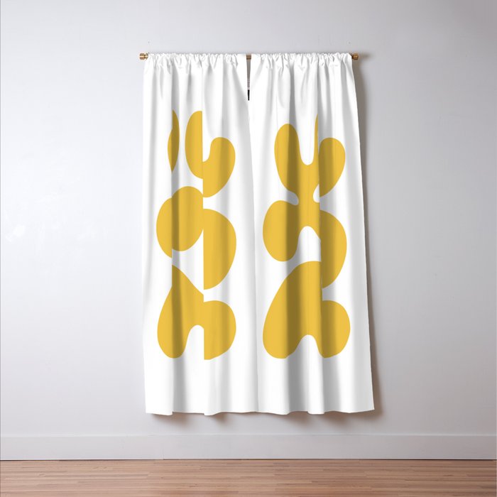 Mid Century Modern Abstract Organic Shapes 337 Yellow Window Curtain Gallery Image 3