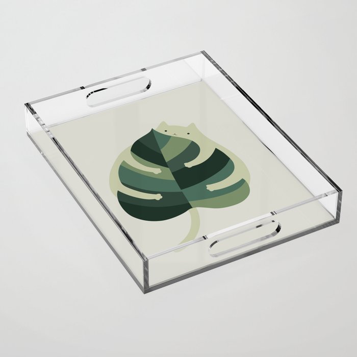 Monstera Cat Hug Acrylic Tray Gallery Image 1