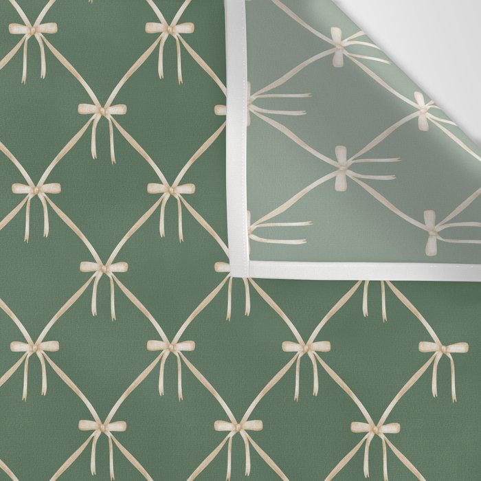 Bows & Ribbons Pattern XXVI Natural Green Wall Tapestry Gallery Image 3