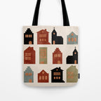 houses retro fall abstract geometric Tote Bag Gallery Image 1