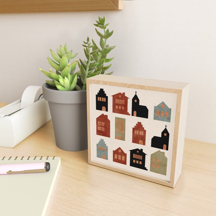 houses retro fall abstract geometric Mini Art Print Gallery Image 2
