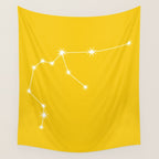 Aquarius Zodiac Star Constellation Line Art Bright Yellow Wall Tapestry Gallery Image 4