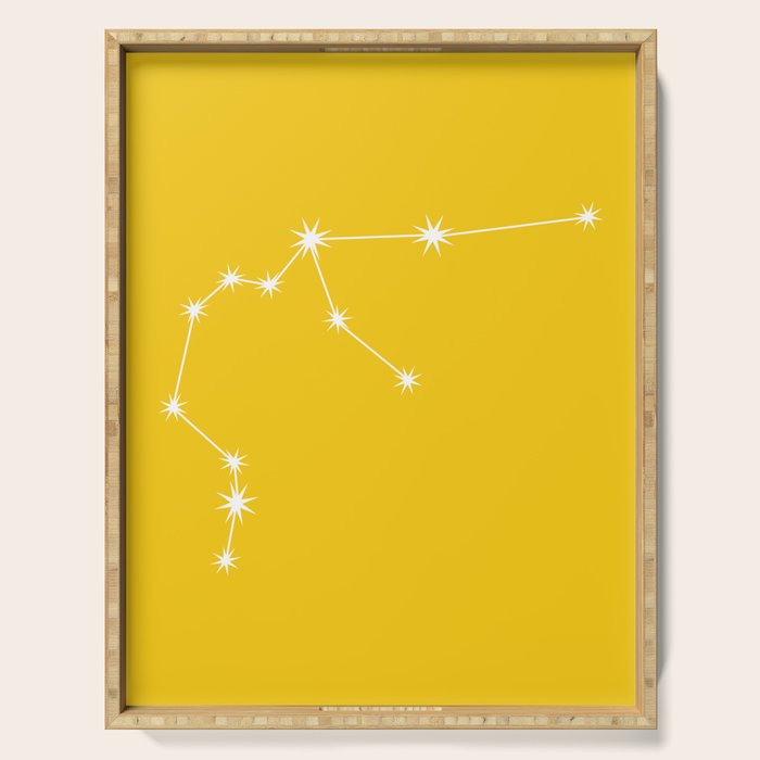Aquarius Zodiac Star Constellation Line Art Bright Yellow Serving Tray Gallery Image 1