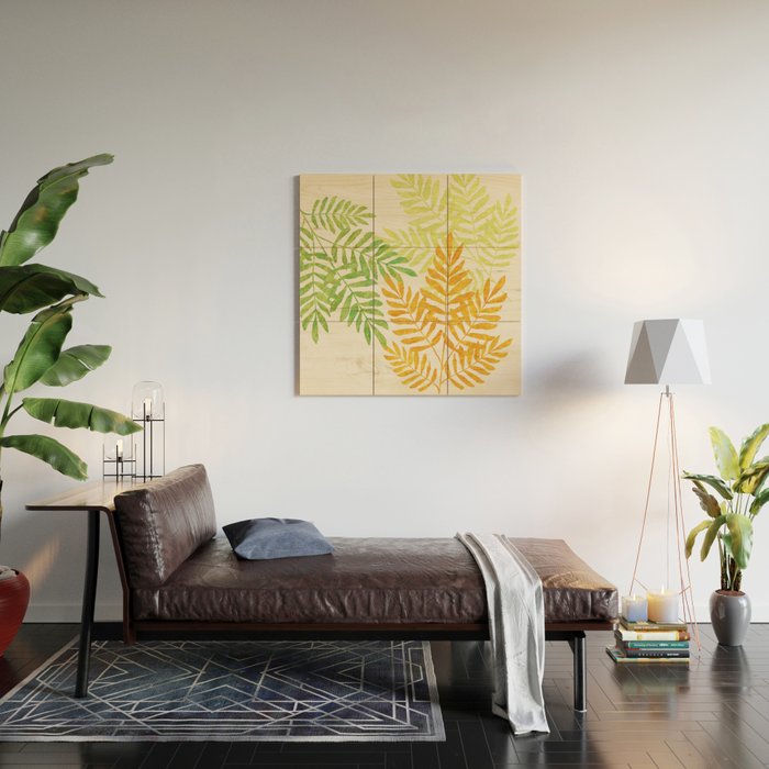 Bright Young Ferns Wood Wall Art Gallery Image 2
