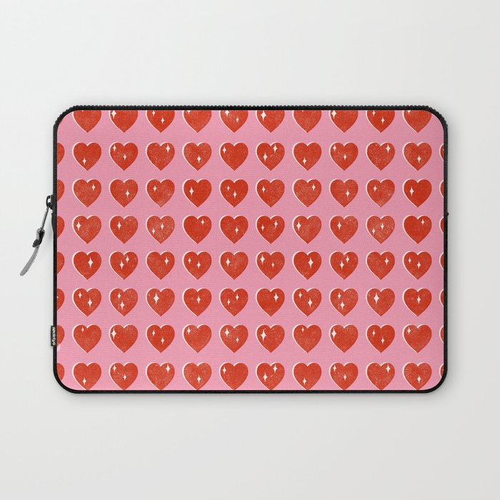 Love Hearts - red on pink Laptop Sleeve Gallery Image 1