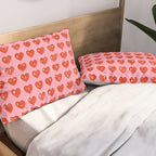Love Hearts - red on pink Pillow Sham Gallery Image 2