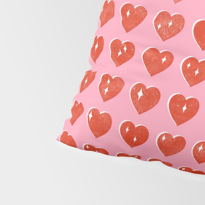 Love Hearts - red on pink Pillow Sham Gallery Image 4