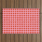 Love Hearts - red on pink Outdoor Rug Gallery Image 1