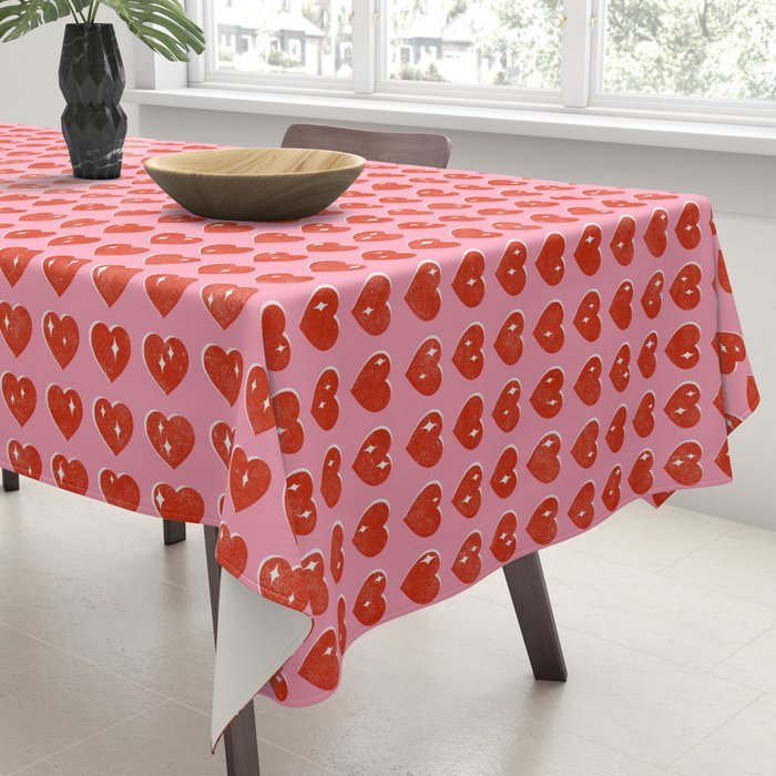 Love Hearts - red on pink Tablecloth Gallery Image 3