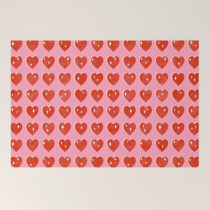 Love Hearts - red on pink Welcome Mat Gallery Image 2