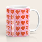 Love Hearts - red on pink Coffee Mug Gallery Image 1