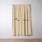 Mid-Century Modern Minimalist Fish Trio in Mid Mod Turquoise Teal, Mustard, Orange, and Beige Window Curtain Gallery Image 3