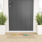 Mid-Century Modern Minimalist Fish Trio in Mid Mod Turquoise Teal, Mustard, Orange, and Beige Welcome Mat Gallery Image 3