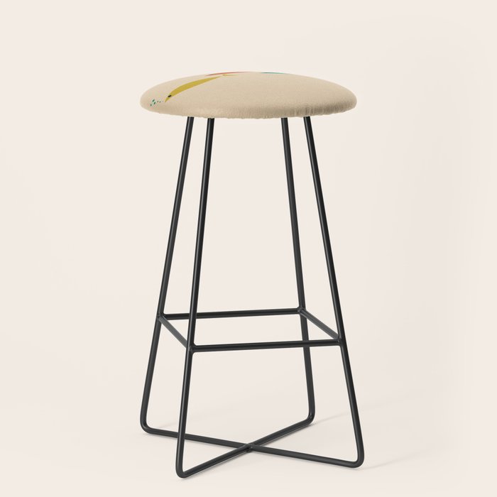 Mid-Century Modern Minimalist Fish Trio in Mid Mod Turquoise Teal, Mustard, Orange, and Beige Stool Gallery Image 1