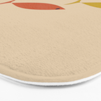 Mid-Century Modern Minimalist Fish Trio in Mid Mod Turquoise Teal, Mustard, Orange, and Beige Bath Mat Gallery Image 3