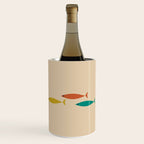 Mid-Century Modern Minimalist Fish Trio in Mid Mod Turquoise Teal, Mustard, Orange, and Beige Wine Chiller Gallery Image 1