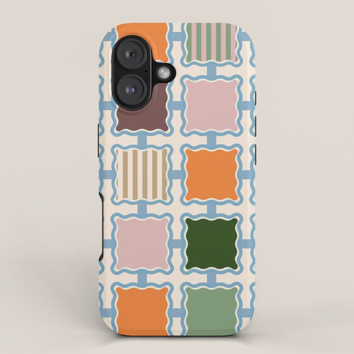 Colorful Geometric Block Grid iPhone Case Gallery Image 1