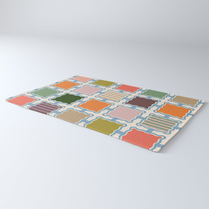 Colorful Geometric Block Grid Rug Gallery Image 3