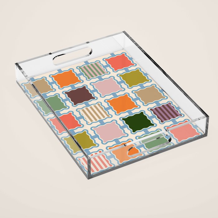Colorful Geometric Block Grid Acrylic Tray Gallery Image 1
