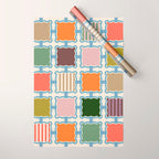 Colorful Geometric Block Grid Wrapping Paper Gallery Image 1
