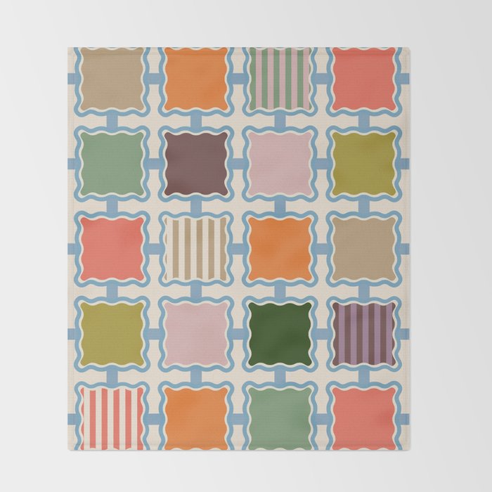 Colorful Geometric Block Grid Throw Blanket Gallery Image 2