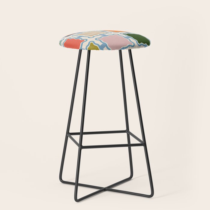 Colorful Geometric Block Grid Stool Gallery Image 1