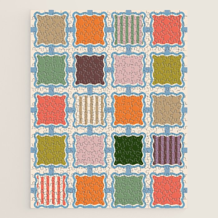 Colorful Geometric Block Grid Jigsaw Puzzle Gallery Image 1