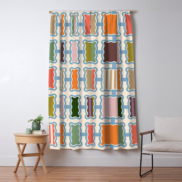 Colorful Geometric Block Grid Window Curtain Gallery Image 5