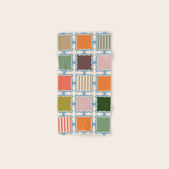 Colorful Geometric Block Grid Bath Towel Gallery Image 1