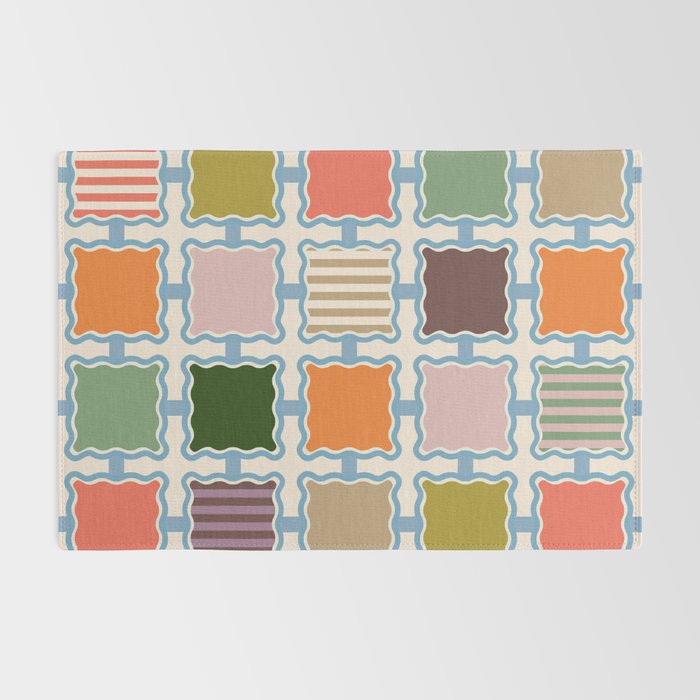 Colorful Geometric Block Grid Rug Gallery Image 2