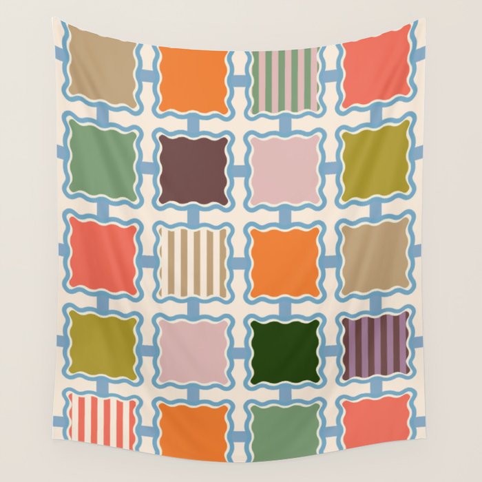 Colorful Geometric Block Grid Wall Tapestry Gallery Image 4