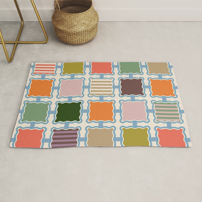 Colorful Geometric Block Grid Rug Gallery Image 1