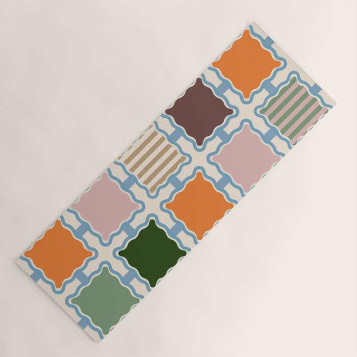 Colorful Geometric Block Grid Yoga Mat Gallery Image 1