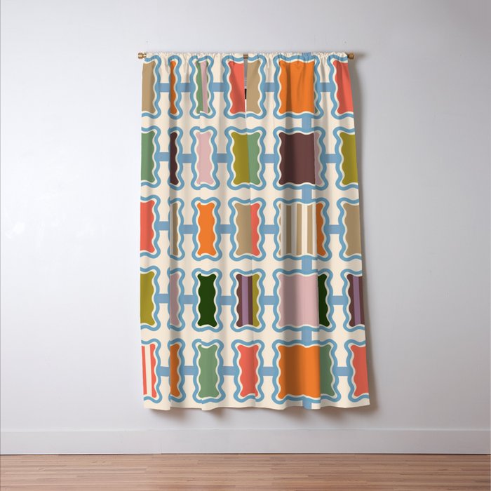 Colorful Geometric Block Grid Window Curtain Gallery Image 3