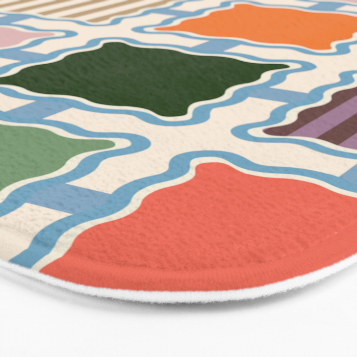 Colorful Geometric Block Grid Bath Mat Gallery Image 3