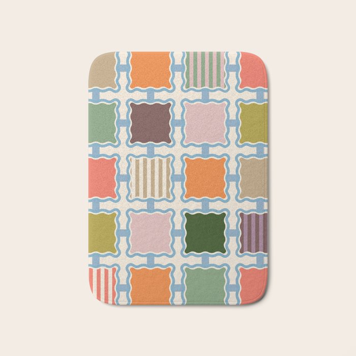 Colorful Geometric Block Grid Bath Mat Gallery Image 1