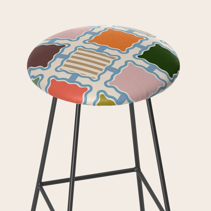 Colorful Geometric Block Grid Stool Gallery Image 2