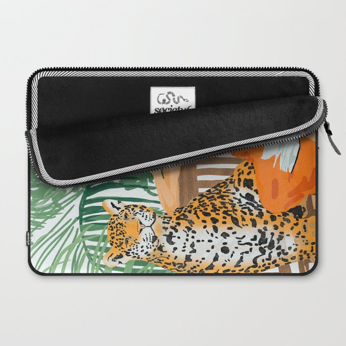 Jungle Vacay | Modern Bohemian Blonde Woman Tropical Travel | Leopard Wildlife Forest Reader Laptop Sleeve Gallery Image 2