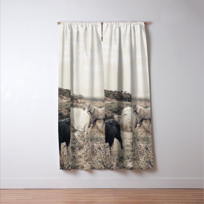 Wild horses on the endless highlands 3 Window Curtain Gallery Image 3